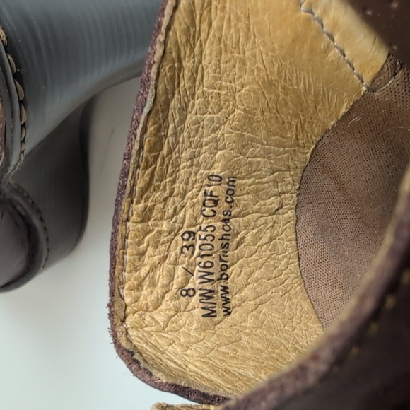 Born Women's Leather Brown Mule Clogs Size 8 Slip-On Wedge Heel NWOB - Picture 7 of 8